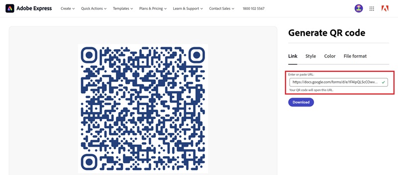 Add the Link to the Preferred QR Code Generator